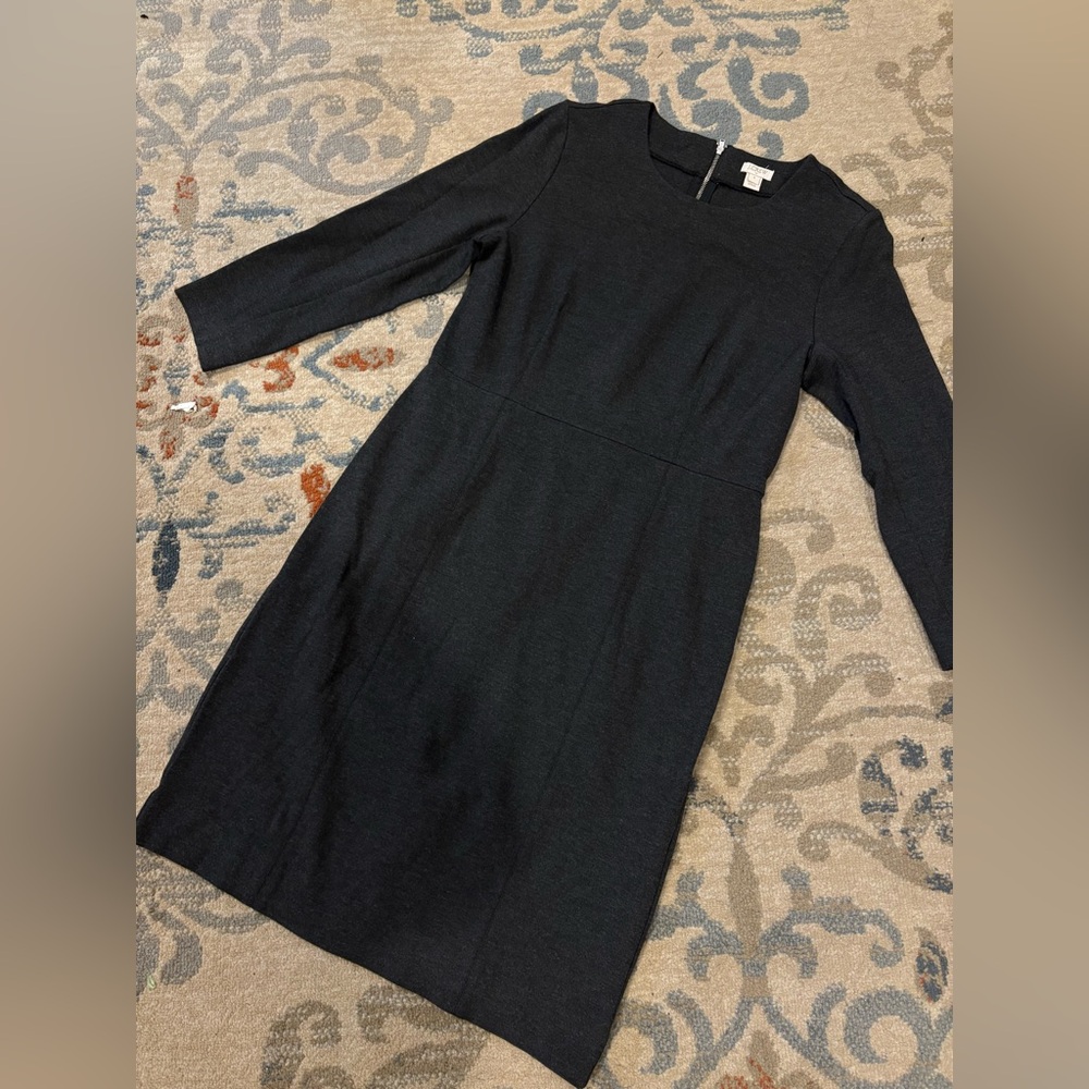 J. Crew Classic Dark Gray Long Sleeve Dress